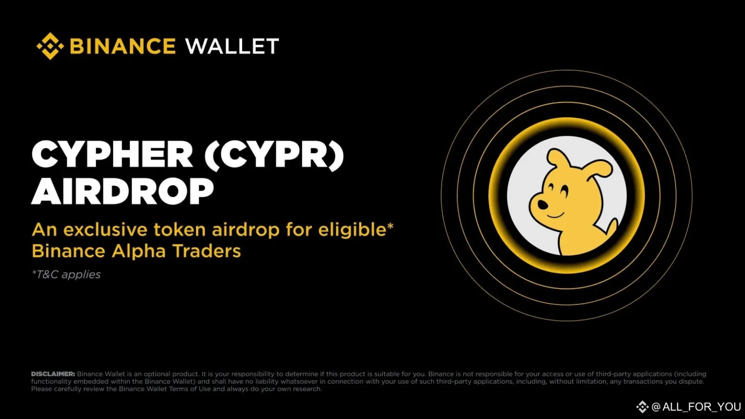 Binance Alpha Welcomes Cypher CYPR with Exciting Airdrop Opportunity - Bpay News