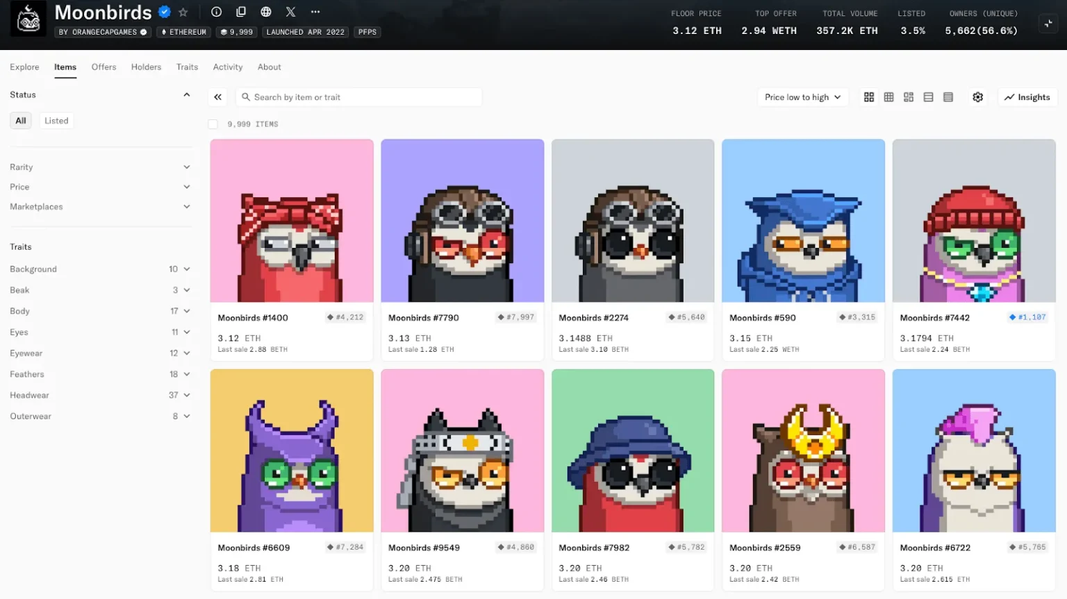 Moonbirds NFT Soars to 3895 $ETH Following Airdrop Excitement - Bpay News