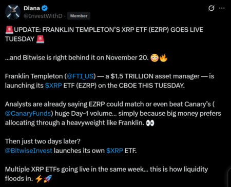 Franklin Templeton XRP ETF Set to Launch on NYSE Arca