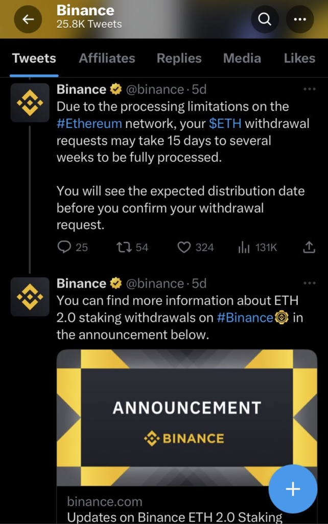 ETH Withdrawals from Binance: 9,000 ETH Pulled by Two Firms